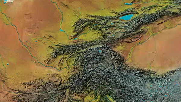 Närbild Atopografisk Karta Med Centrum Tadzjikistan — Stockfoto