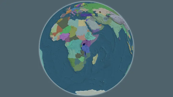 Administrativní Mapa Glóbu Soustředěná Tanzanii — Stock fotografie