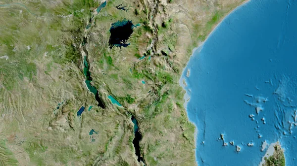 Gros Plan Carte Asatellite Centrée Sur Tanzanie — Photo