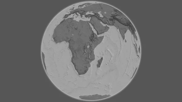 以坦桑尼亚为中心的Bilevel全球地图 — 图库照片
