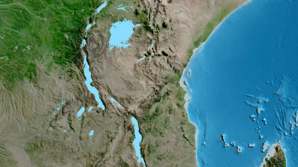 Nahaufnahme Einer Asatelliten Landkarte Mit Tansania Zentrum — Stockfoto