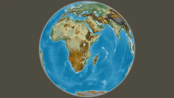 Relief Globe Map Gecentreerd Tanzania — Stockfoto