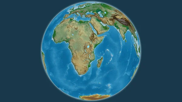 以坦桑尼亚为中心的物理世界地图 — 图库照片