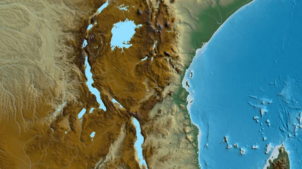 Close Mapa Areais Centrado Tanzânia — Fotografia de Stock