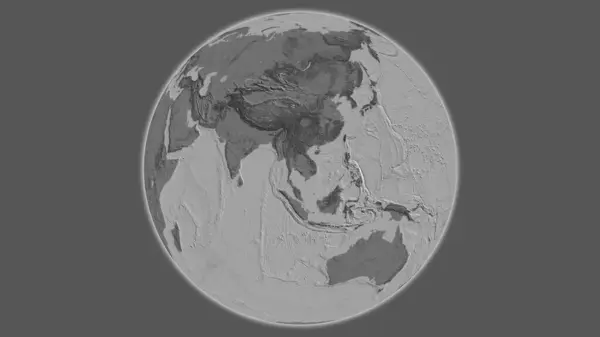 Bilevel globe map centered on Thailand
