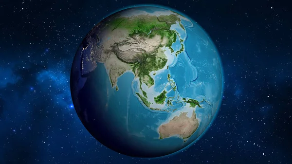 Satellitenweltkarte Mit Thailand Zentrum — Stockfoto