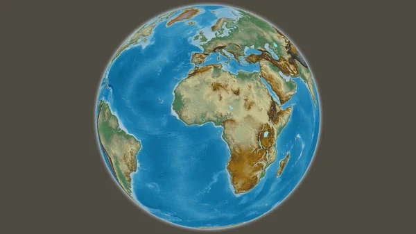 Карта Рельєфу Земної Кулі Центром — стокове фото