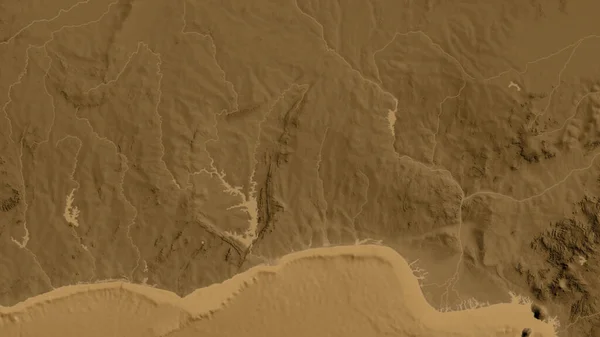 Крупный План Карты Рельефа Асепии Центром — стоковое фото