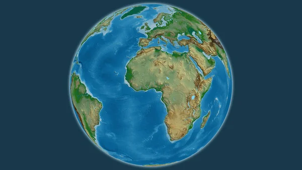 Физическая Карта Мира Центре — стоковое фото