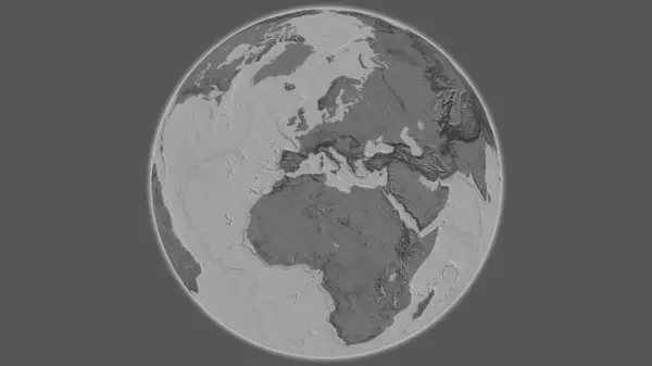 以突尼斯为中心的Bilevel全球地图 — 图库照片