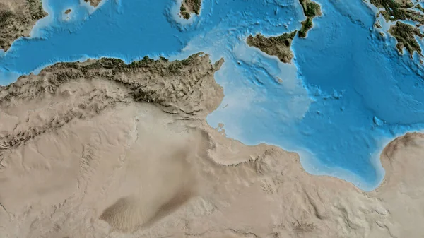 Close Asatellite Map Centered Tunisia — Stock Photo, Image