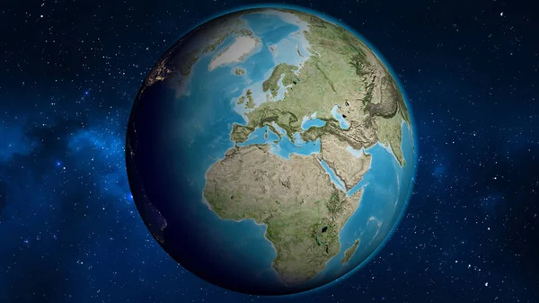 Satellite globe map centered on Tunisia