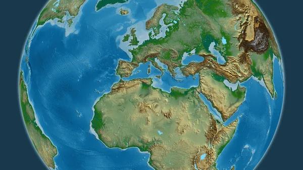 Fizyczna Mapa Skoncentrowana Obszarze Tunezji — Zdjęcie stockowe