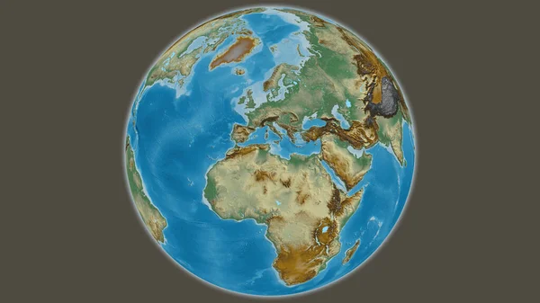 Relief Globe Map Gecentreerd Tunesië — Stockfoto
