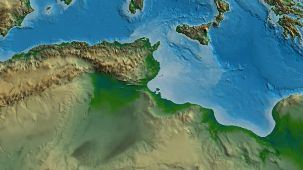 Close Mapa Afísico Centrado Tunísia — Fotografia de Stock