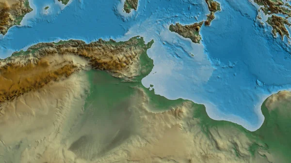 Lähikuva Tunisiaan Keskittyneestä Aluetukikartasta — kuvapankkivalokuva