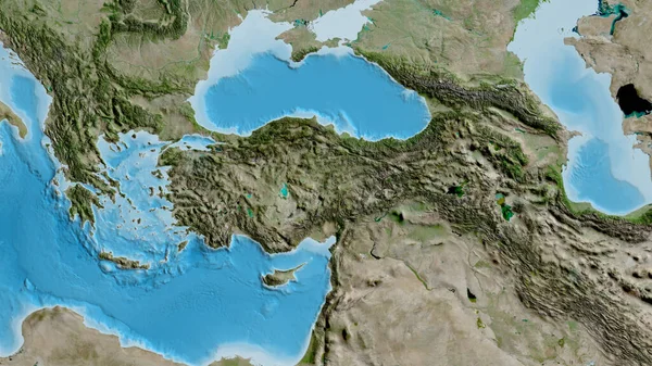以Turkiye为中心的亚卫星地图的近距离拍摄 — 图库照片