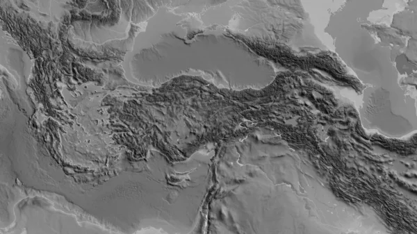 Κοντινό Πλάνο Του Χάρτη Agrayscale Επίκεντρο Turkiye — Φωτογραφία Αρχείου