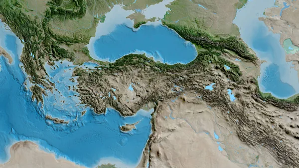 Türkiye Merkezli Asatelit Haritaya Yakın Plan — Stok fotoğraf