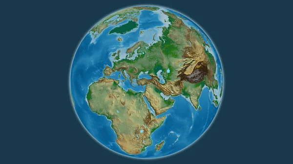 Fizyczna Mapa Globu Skupiona Turkiye — Zdjęcie stockowe