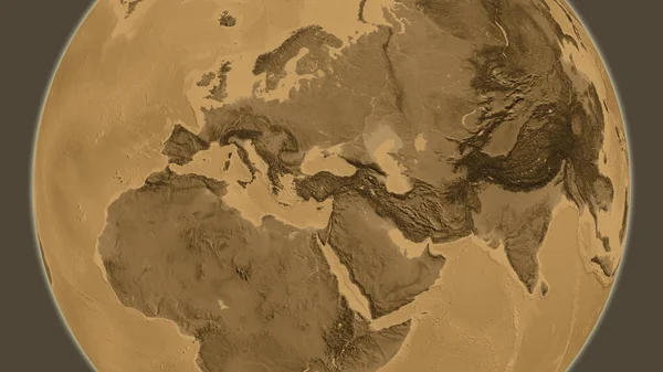 Mapa Nadmořské Výšky Sepia Soustředěná Okolí Turkiye — Stock fotografie