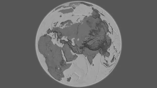 Bilevel globe map centered on Turkmenistan