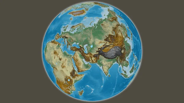 Карта Рельєфу Світу Центром Туркменістані — стокове фото