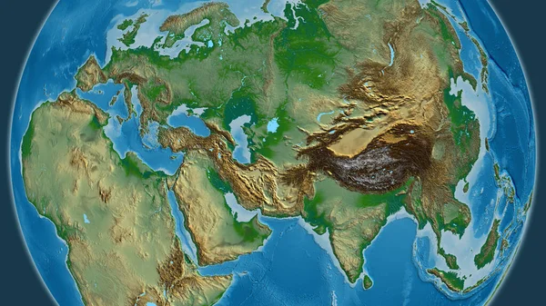 Fizyczna Mapa Skoncentrowana Okolicy Turkmenistanu — Zdjęcie stockowe