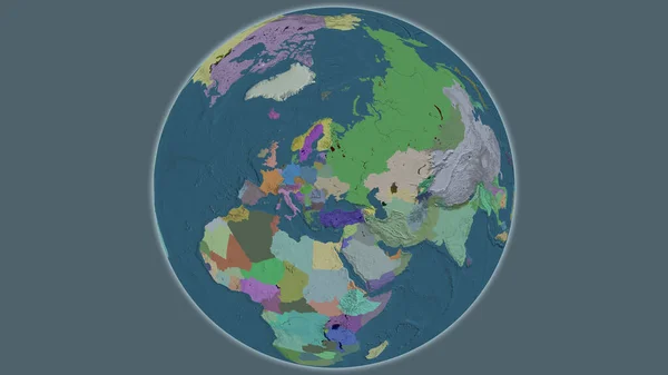 以乌克兰为中心的全球行政地图 — 图库照片