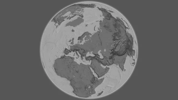 Bilevel globe map centered on Ukraine