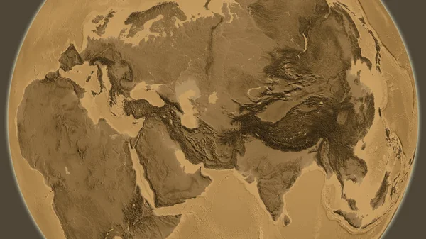 Mapa Nadmořské Výšky Sepie Soustředěná Okolí Turkmenistánu — Stock fotografie