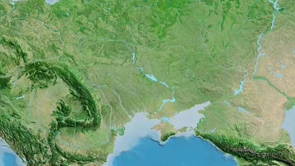Close Dari Peta Asatellite Berpusat Ukraina — Stok Foto