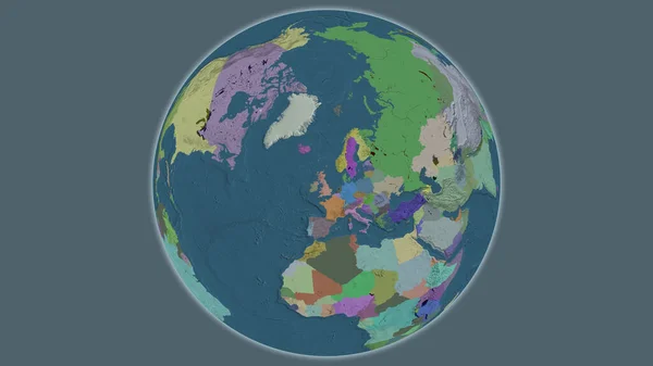 以联合王国为中心的全球行政地图 — 图库照片