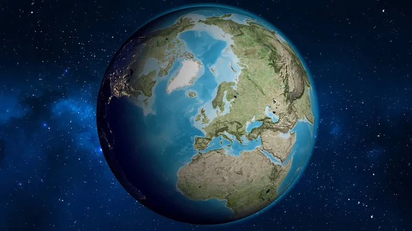 Mappa Del Globo Satellitare Centrata Sul Regno Unito — Foto Stock