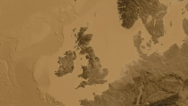 Nahaufnahme Der Asepienhöhenkarte Mit Großbritannien Zentrum — Stockfoto