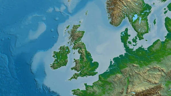 Birleşik Krallık Merkezli Afizik Haritanın Yakın Çekimi — Stok fotoğraf