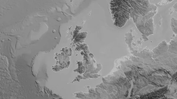 Närbild Karta Över Agrayscale Med Centrum Storbritannien — Stockfoto