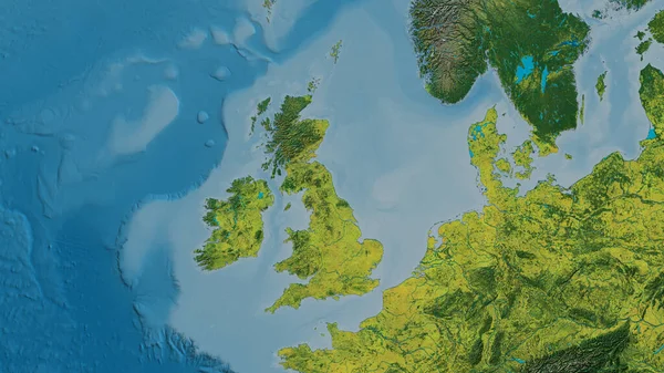Birleşik Krallık Merkezli Atopografik Haritaya Yakın Plan — Stok fotoğraf