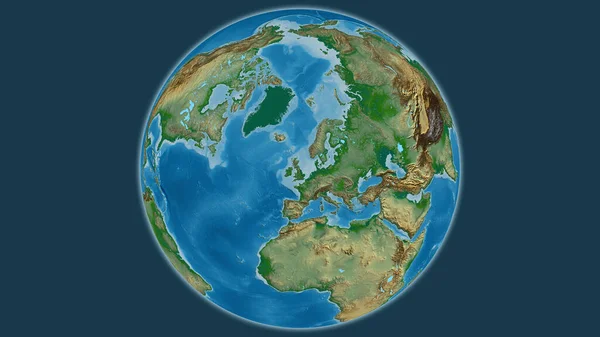 Карта Физического Мира Центром Великобритании — стоковое фото