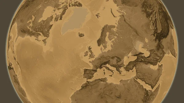 Mapa Nadmořské Výšky Sepia Soustředěná Oblast Okolí Velké Británie — Stock fotografie