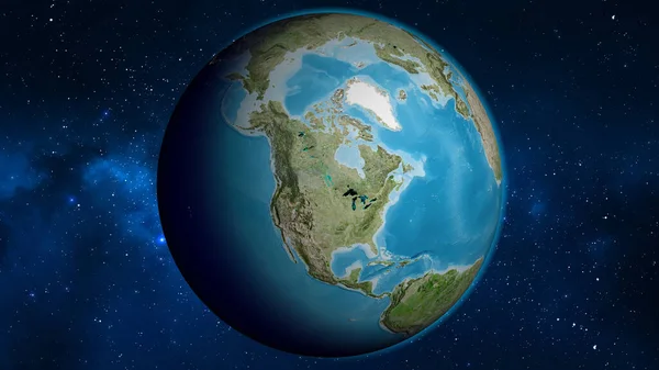 Mappa Del Globo Satellitare Incentrata Sugli Stati Uniti America — Foto Stock