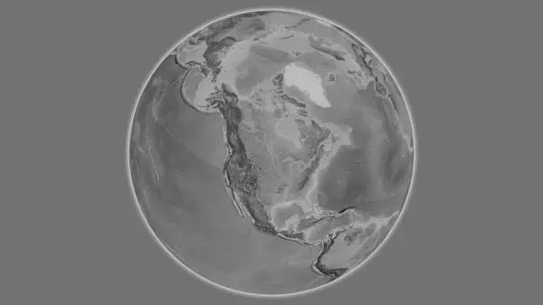 以美利坚合众国为中心的灰度全球地图 — 图库照片