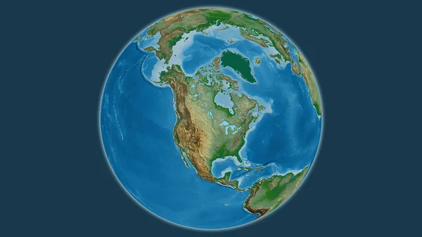 Mapa Físico Globo Centrado Nos Estados Unidos América — Fotografia de Stock