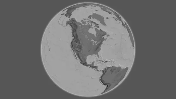 以美利坚合众国为中心的Bilevel全球地图 — 图库照片