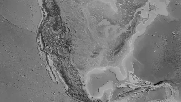 アメリカ合衆国を中心としたグレースケールの地図の閉鎖 — ストック写真