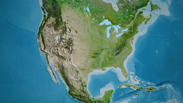 Close Asatellite Map Centered United States America — Stock Photo, Image