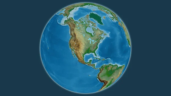 アメリカを中心とした物理的な地球地図 — ストック写真