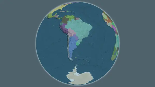 Administrativní Mapa Globusu Soustředěná Uruguay — Stock fotografie
