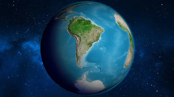 以乌拉圭为中心的卫星世界地图 — 图库照片