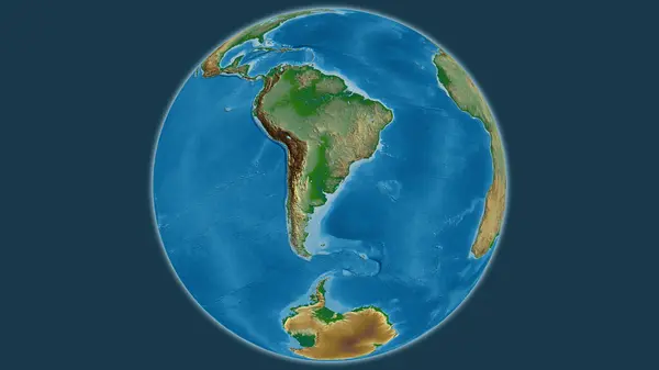 Mapa Físico Globo Centrado Uruguai — Fotografia de Stock